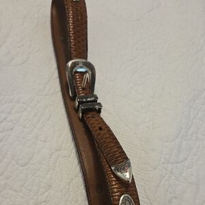 Brown Leather Belt with Silver Accents 34in